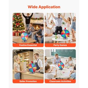 Ruota della Fortuna Girevole da 12 Pollici con Supporto da Tavolo, Roulette della Fortuna con 2 Pennarelli Cancellabili e 6 Scomparti - per Premi e Promozioni - Product Image 6