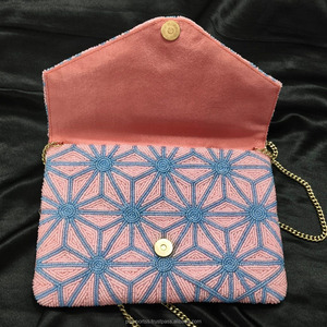 Broderie géométrique perlée Pochette faite à la main Designer Purse Custom Luxury Wedding Party Evening Fashion Handbag - Product Image 2