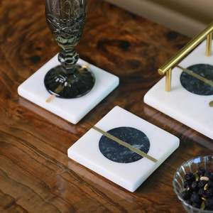 ชุดจานรองแก้วหินอ่อนสีเขียว สำหรับชา กาแฟ เครื่องดื่ม ใช้กับโต๊ะอาหาร เคาน์เตอร์บาร์ ของตกแต่งบ้านระดับพรีเมียม ของขวัญ - Product Image 3