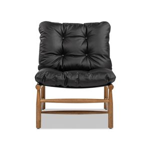 Fauteuil d'appoint Oxford 26,5 pouces en cuir noir, style Mid-Century Modern, pour salon - Product Image 6