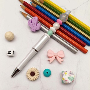 Bolígrafo de silicona con cuentas de colores en el interior, venta al por mayor, regalo DIY con diseño de cuentas, regalos novedosos populares. - Product Image 1