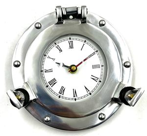 Reloj de Pared de Lujo con Diseño de Ojo de Buey Cromado, Estilo Náutico, Redondo, de Metal, Decorativo, Marítimo, para Hogar, Oficina, Sala de Estar - Product Image 4