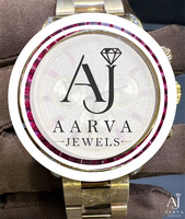 Reloj Mecánico con Esfera Dorada y Bisel de Cristal, Correa de Acero Inoxidable de 18 mm, Pantalla Analógica de 28 mm, Estilo Joyería de Moda