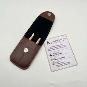 Juego de Pinzas Inclinadas de Oro Rosa con Diseño de Corazón, Estuche de Cuero Marrón, Pinzas para Cejas de Acero Inoxidable, Servicio OEM - Product Image 3