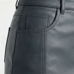 Jupe crayon mini en similicuir taille haute pour femme avec poche, design uni brillant, à porter toute l'année - Product Image 5