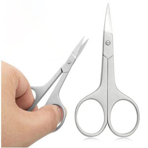 Tijeras Multiusos de Acero Inoxidable con Hoja Curva para Mano Derecha, para Cutículas, Cejas y Pestañas, con Puntas Finas y Afiladas para Uñas y Rostro - Product Image 1