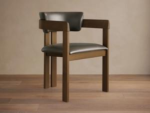 Chaise de salle à manger ergonomique en teck massif de luxe avec coussin en cuir véritable, chaise de salle à manger moderne pour café et restaurant en plein air - Product Image 5