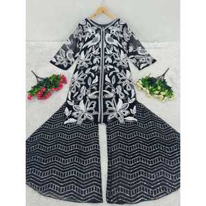 Conjunto de Top y Pantalones Palazzo de Estilo Occidental para Mujer con Adornos de Lentejuelas - Product Image 6