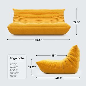 Armless 3 Seat Bean Bag Sofa Comfortable and Stylish Bean Bag Chair - Product Image 3