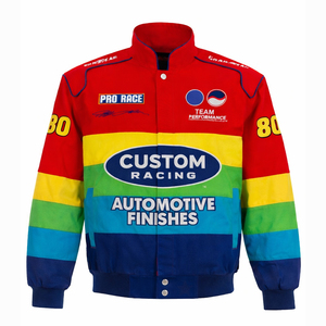 Blouson de course vintage personnalisé pour homme, finitions automobiles, blouson bomber color block, manteau streetwear rétro motorsport - Product Image 1