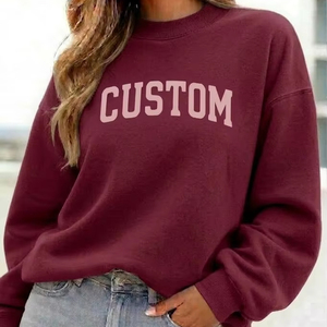 Sudadera de cuello alto oversize para mujer con logo frontal, bordado y estampado personalizado, de alta calidad, estilo streetwear de invierno con hombros caídos - Product Image 1