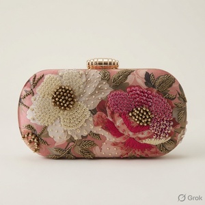 Pochette florale perlée faite à la main pour soirée, sac à main avec broderie de perles, fermeture à rabat, bandoulière, capacité jusqu'à 1L - Product Image 3