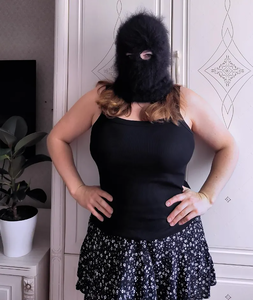 หน้ากากขนโมแฮร์ ผ้าถักนุ่มฟู บาลาคลาวา ผ้าขนสัตว์ผสมอุ่นสบาย สำหรับแฟชั่นฤดูหนาวและกีฬากลางแจ้ง สวมใส่สบาย - Product Image 3