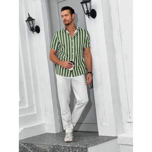 2025 camisa hawaiana de verano de manga corta con botones a rayas informal para hombre, ropa de playa, Tops en tamaño 3XL para vacaciones Hippie - Product Image 1