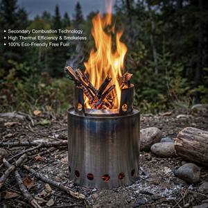 Estufa Portátil de Leña de Acero Inoxidable 304, Sin Humo, Combustión Secundaria, para Acampar, Cocinar al Aire Libre, Senderismo, Utensilios de Cocina - Product Image 1