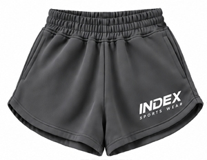 Shorts Deportivos para Mujer, Cintura Alta, Elásticos, Tejido de Poliéster de Secado Rápido, Bolsillos, Logotipo en la Pierna Derecha, Color Sólido - Product Image 1
