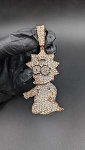 Colgante de Personaje de Dibujos Animados Personalizado con Moissanita, Chapado en Oro, con Plata 925, Joyería Fina, Colgantes y Dijes para Fiestas Hip Hop - Product Image 4