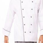 Veste de Chef Unisexe Haut de Gamme en Coton Boutonnée Anti-Bactérienne Imperméable pour Hôtellerie, Cuisine et Restauration Professionnelle - Product Image 4
