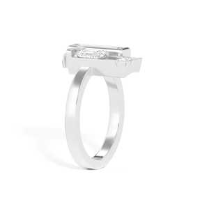 Bague Statement en Diamant de Laboratoire Taille Asscher Baguette 1,44 ct, Style Art Déco Abstrait, Bande Géométrique, Sertissage à Griffes, pour Femme, Or 14 carats - Product Image 4