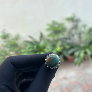 Bague de mariage moderne en argent sterling 925 faite à la main avec pierre précieuse chrysocolle taille ronde pour fêtes, prix d'usine en gros - Product Image 1