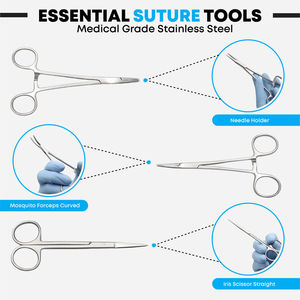 Kit de pratique de suture complet en acier inoxydable de 25 pièces pour la formation en suture chirurgicale médicale, coussin en silicone, approuvé CE ISO, OEM - Product Image 6