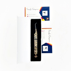 Somofy Enterprises <b>Eyelash</b> <b>Tweezers</b> Bottom Design Leopard Print Stainless Steel Smooth Tip Perfect Grip 10mm Precision Tool <b>Box</b> - Product Image 3