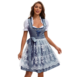 Disfraz de Dirndl para Mujer, Estilo Bávaro Tradicional Alemán, para Oktoberfest, Fiesta, Vestido de Poliéster, Estilo Cine y Televisión, de Lujo - Product Image 3