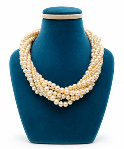 Collier ras du cou de mariage classique pour femme, en perles de culture multirangs de qualité AAAAA, rondes et blanches - Product Image 6