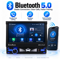 HANTUE Écran Rétractable Lecteur MP5 7 Pouces 1 Din Autoradio Android 15 CarPlay Android Auto 2+64G Audio