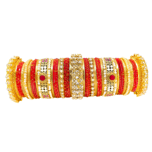 Traditional Bridal Ethnic Fashion Women's Gold Plated Crystal Stone <b>Bangles</b> <b>Set</b> 10575602MR_2.4 - Product Image 2