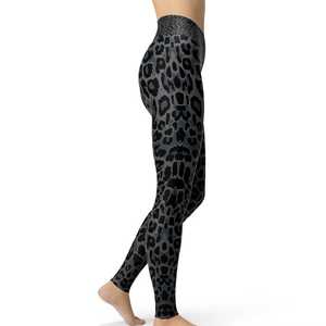Leggings longs à taille haute imprimé léopard, tricotés extensibles, pour femme, décontractés, toutes saisons, en Spandex et Polyester - Product Image 4
