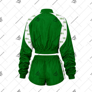 Wholesale Greek Iota Phi Lambda Sorority Clothing Women’s 2 Piece Cropped Tracksuit Set Athletic Windbreaker <b>Jacket</b> and <b>Shorts</b> - Product Image 2