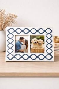Mother of Pearl Inlay Photo <b>Frames</b> with Steel Border – Luxury <b>White</b> MOP Mosaic Picture <b>Frames</b> Modern Wall & Tabletop <b>Frames</b> - Product Image 6