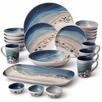 Collection de vaisselle moderne mélange de couleurs : Assiettes, bols, tasses pour hôtels, cafés, traiteurs et buffets – Service de table en mélamine