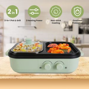 Grill elettrico 2-in-1 con controllo della temperatura separato, antiaderente in alluminio pressofuso, protezione dal surriscaldamento, senza fumo - Product Image 3