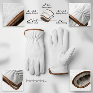 Cowhide Grain Leather <b>Driver</b> Work <b>Gloves</b> Adjustable Wristlet Cuff Heat Fire Resistant Thick Kevlar Lining Spark-Safe Safety - Product Image 5