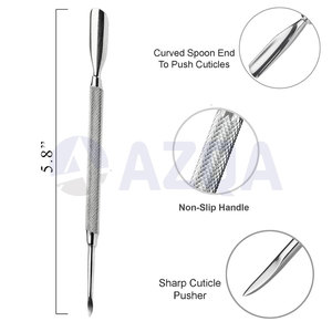 Pousse-cuticules double extrémité en acier inoxydable de 5,8 pouces avec poignée antidérapante pour manucure, pédicure et soin des ongles - Product Image 2