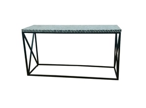 Mesa Consola de Hueso Artesanal con Diseño Floral y Conchas, Hecha a Mano con Incrustaciones de Hueso y Resina, Mueble Decorativo para el Hogar - Product Image 2