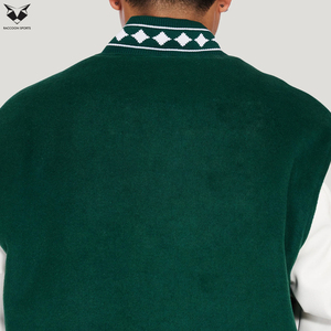 Autumn Winter Green Varsity <b>Jacket</b> <b>Men</b> Latest Style Embroidery Bomber <b>Jacket</b> <b>White</b> Sleeve Custom Streetwear Baseball Uniform - Product Image 5