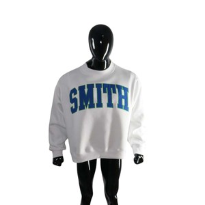 Sweat-shirt à col rond pour femme, imprimé Smith, blanc, 100% coton, tricoté, manches longues, style automne - Product Image 5