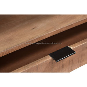 Planche latérale moderne en bois avec 1 tiroir et 2 portes et support en fer meubles de rangement buffet industriel fait à la main maison salon - Product Image 3