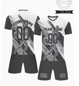 Conjunto de Camiseta y Pantalones Cortos de Tenis y Bádminton con Nombre de Equipo Personalizado, Cuello en V, Impresión por Sublimación Frontal, Transpirable, Unisex - Product Image 1
