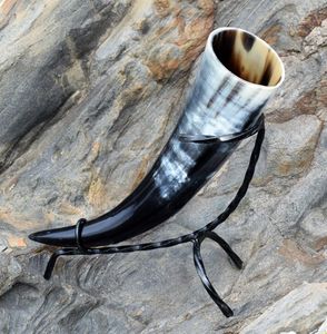 <b>Large</b> Drinking Horn Mug Handmade Natural Buffalo Horn <b>Cup</b> With Leather Strap For Beer Mead Wine Drinking - Product Image 1