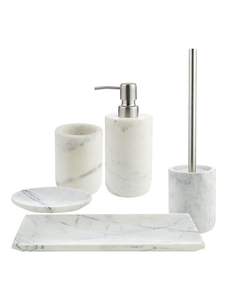 Ensemble d'accessoires de salle de bain en marbre haut de gamme, best-seller, avec distributeur de savon, porte-brosse à dents et plateau pour salle de bain - Product Image 2