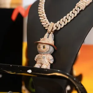 Colgante de Gato de Dibujos Animados Personalizado, Plata de Ley 925, Joyería Hip Hop con Incrustaciones de Moissanita VVS, Amuleto Personalizado para Hombre y Mujer - Product Image 2