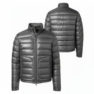 Blouson matelassé argenté pour homme, col montant, fermeture éclair, coupe-vent, rembourrage en polyester, tenue décontractée d'hiver 2026 - Product Image 3