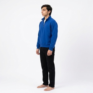 Custom Men Quarter <b>Zip</b> Sweatshirt Premium Cotton Fleece Loose Fit Mock Neck Minimalist Casual Streetwear Pullover - Product Image 6