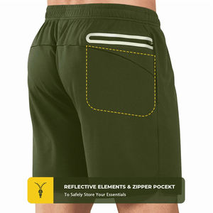 Men's Sporty Quick-Drying Breathable Windproof Waterproof Double-<b>Layer</b> Running Activewear Shorts - Product Image 2