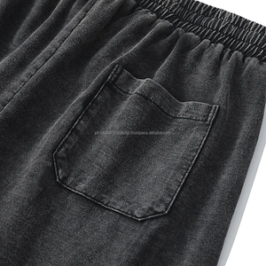 กางเกงขาสั้นผ้าดิบสำหรับผู้ชายผ้าคอตตอนซักเสื้อผ้าสำหรับผู้ชายผ้าเทอร์รี่มีความหนาแน่นสูงพิมพ์ลายเฮมผ้าฝ้าย100% ตามสั่ง - Product Image 5