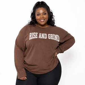 Wholesale Women Fitness T-Shirt Plus Size Long Sleeve Tee Ladies Crew Neck Workout Tee Oversized Boxy Tee Embroidered T-Shirt - Product Image 1